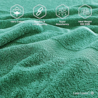 LANE LINEN 100% Cotton Oversized Bath Towels Set of 4