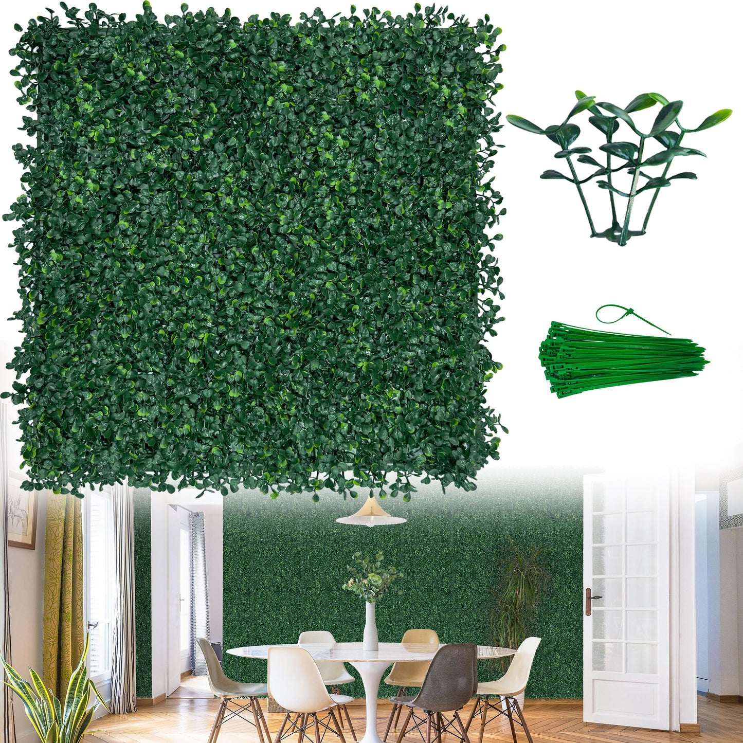 ODTORY Artificial Boxwood Wall Panels 20x20 inch 26Pcs, UV-Anti Faux Greenery Grass Hedge for Privacy Screen，Fake Ivy Plant Fence for Outdoor Garden, Backyard, Balcony, and Indoor Home Decoration