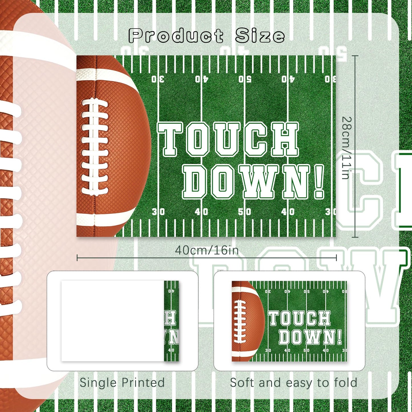 CHAROUP 50 Pack Disposable Football Paper Placemats, Football Theme Table Mats 16x11 inch Rugby Disposable Placement Mats for Outdoor Sport Theme Party Supplies Kitchen Dining Table Decoration