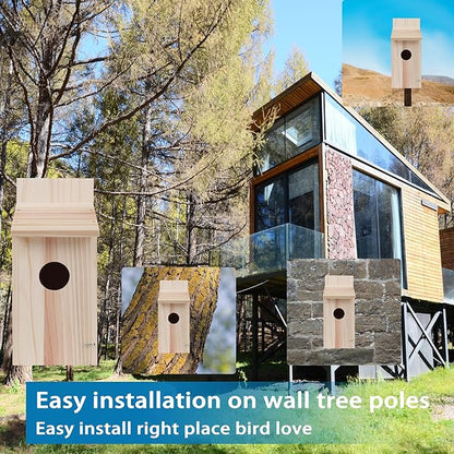 Bird Houses for Outside Clearance, Cedar Finch Bluebird Box House for Outside Clearance Wood Bluebird Box House Cedar Wren Hummingbird Birdhouse,Assembled,Natural, 1Pack