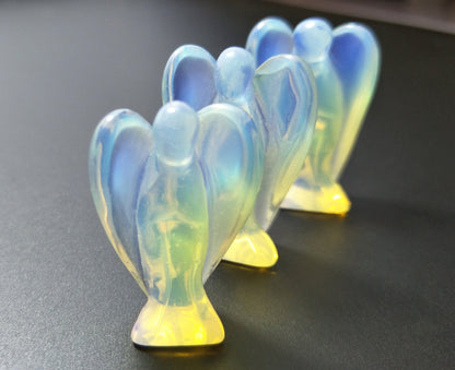 Mina Heal Prayer Angels Guardian Angels Made Opalite Stones, Pocket Size, Free Standing
