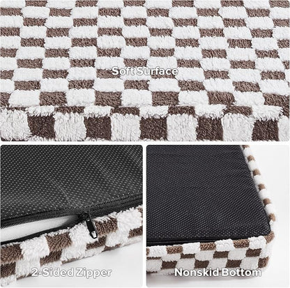 JOEJOY Dog Bed for Large Dogs, Large Orthopedic Dog Bed with Removable Washable Cover, Cute Modern Plush & Memory Egg Crate Foam Dog Bed, 36 x 27 inch, Cofffee