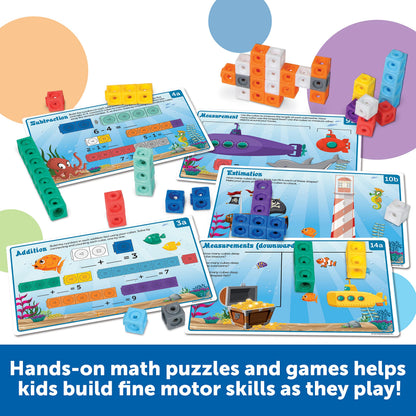 Learning Resources MathLink Cubes Kindergarten Math Activity Set Sea Adventures! - 115 Pieces, Age 5+, STEM Teaching Toys, Kindergartner Games