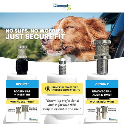 Diamondg Cordless Dog Nail Grinder with Quiet Sound & LED Tip for Large & Small Dogs, 4hrs. Runtime - Electric Dog Nail Trimmer, Heavy Duty Rotary Tool Alternative to Toenail Clippers & Filers