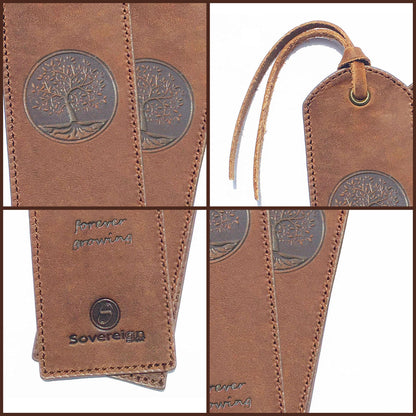 Tree of Life Leather Bookmark Handmade - 2 Genuine Leather Bookmarks for Men and Women with Unique Tree of Life Design - Perfect Book Lovers Gift for Bookworms and Readers