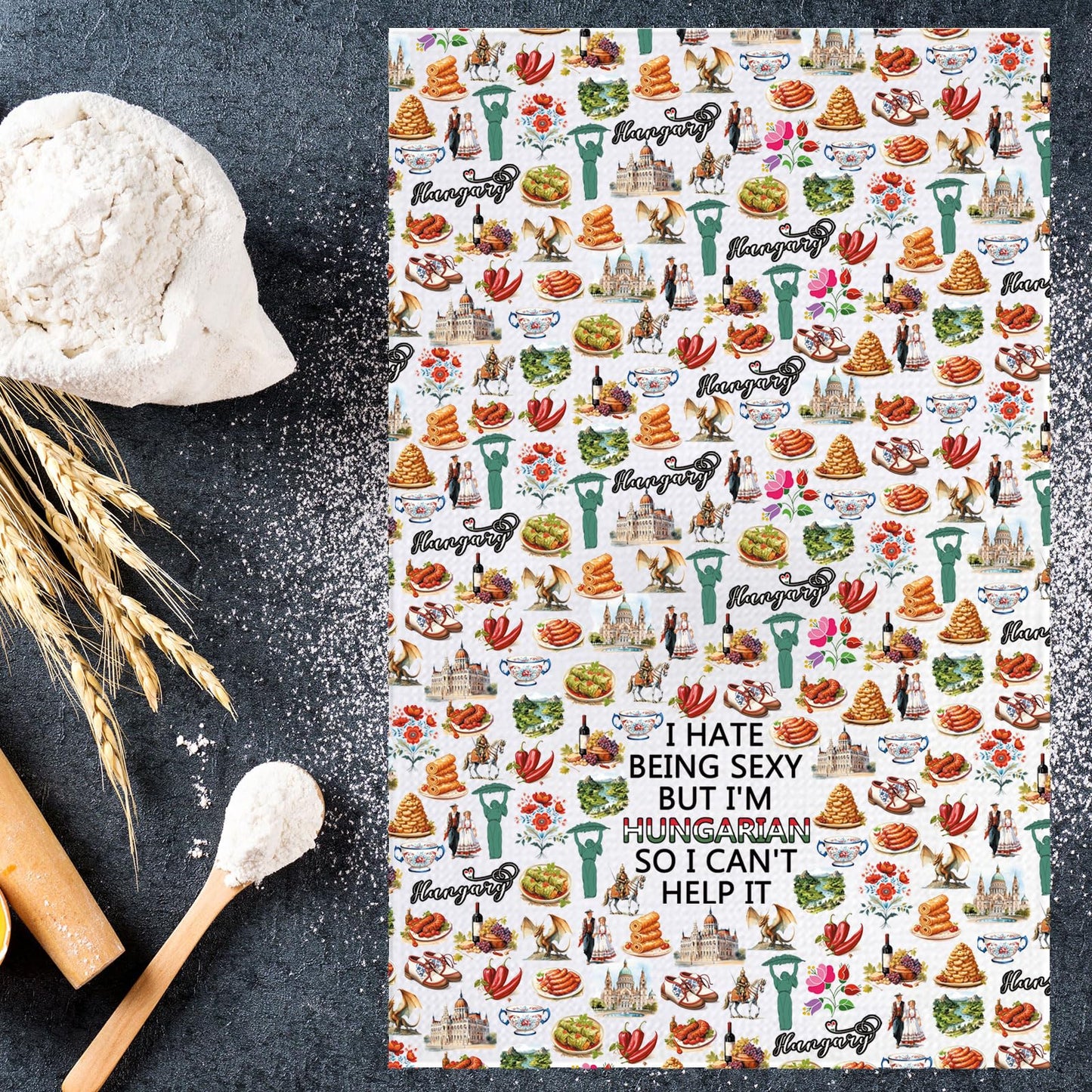 JNIAP Hungarian Kitchen Towel Hungary Gifts Hungarian Chef Gift Hungarian Flag Dish Towel Hungary Hand Towel (Hungarian kt)