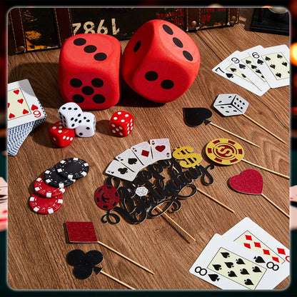 Gersoniel 20 Pcs Casino Cake Decorations Set Casino Theme Party Decorations Includes Poker Dice Chips Poker Birthday Decor Cake Cupcake Topper Happy Birthday Topper for Party