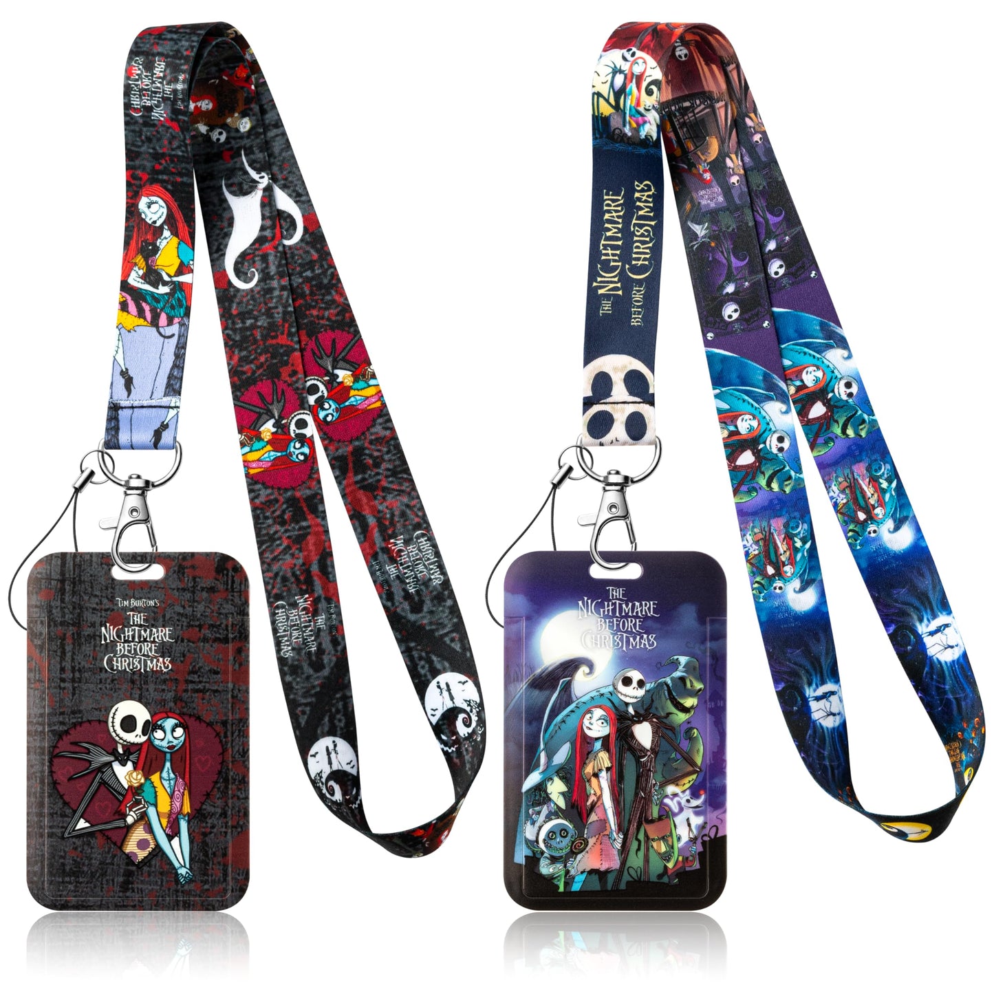 CFuguier Halloween Badge Holder Lanyards - 2 Sets Heavy Duty Halloween Goth ID Badge Card Holder Neck Lanyard Women Men Teacher Nursing Student Nurse Office School Cell Phone Keychain Wallet Car Keys