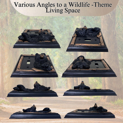 BestGiftEver Single Toggle Decorative Light Switch Cover Plate with Black Bear and Tree Branch Accents - Rustic Electrical Cover Plate for Lodge Cabin House Style Ideal for Wildlife and Nature Lovers
