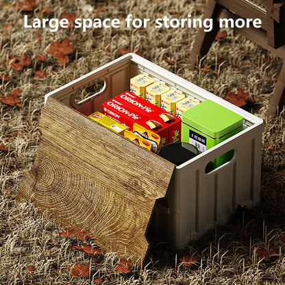 MEYINA 7.93-13.21 gallon large capacity camping folding box storage box organizing box, suitable for home, outdoor camping, car use - black, white, green (White stripes, 16.5x11x8.6)