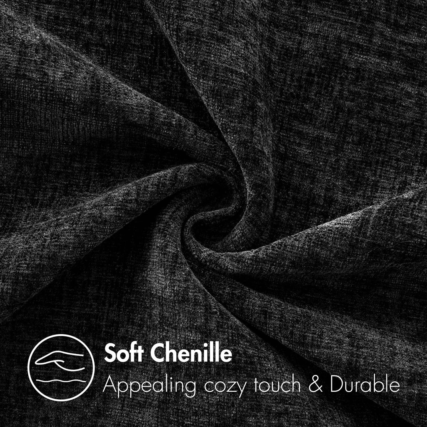 MIULEE Halloween Pack of 2 Couch Throw Pillow Covers 18x18 Inch Soft Black Chenille Pillow Covers for Sofa Living Room Solid Dyed Pillow Cases