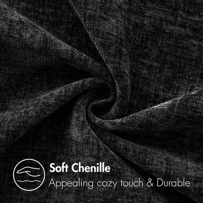 MIULEE Halloween Pack of 2 Couch Throw Pillow Covers 18x18 Inch Soft Black Chenille Pillow Covers for Sofa Living Room Solid Dyed Pillow Cases