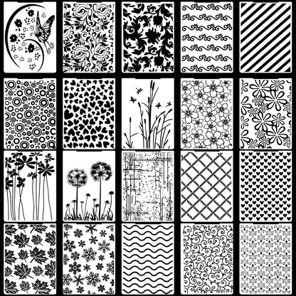 20 Pcs Embossing Folders for Card Making, DIY Craft Template Embossing Stencil Plastic Paper Card Decorating Mold Folder for Scrapbook Photo Album DIY Craft Making, 5.9 x 4.1 Inch (Vintage)