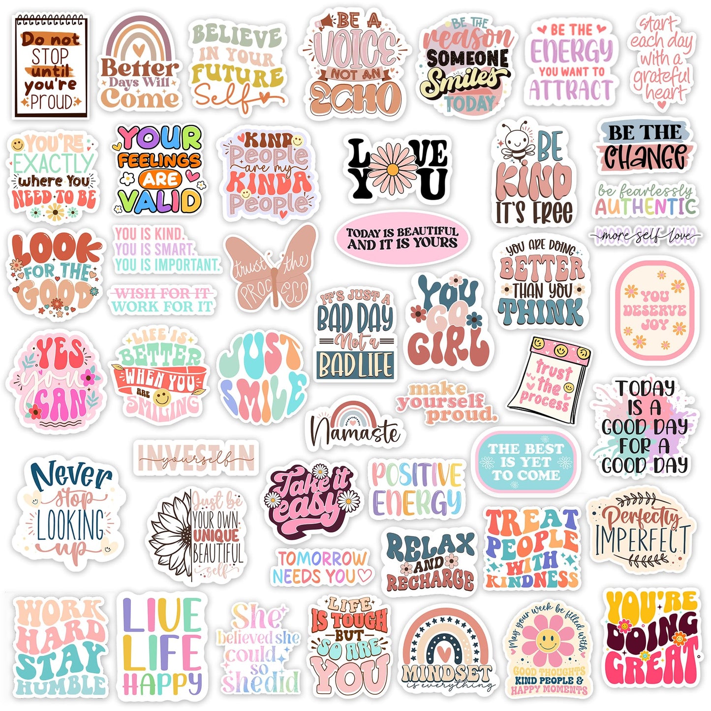 300PCS Motivational & Affirmation Stickers by Puraesla – Holographic Pack for Vision Board, Inspirational Decals for Water Bottles, Laptops, Planners, Journals, Scrapbooks & Teachers
