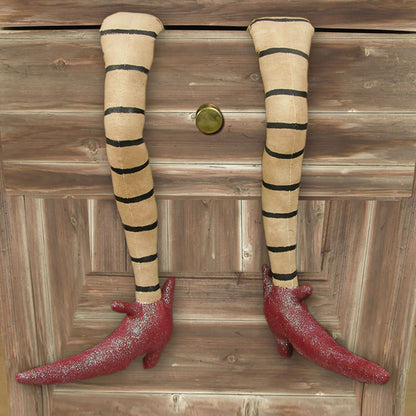 GALLERIE II Halloween Witch's Legs & Feet Caught in Drawer 17" Decoration Assortment of 2 Collectible Joe Spencer Gathered Traditions Cute Spooky Scary Autumn Fall Harvest Home Decor Decoration A/2