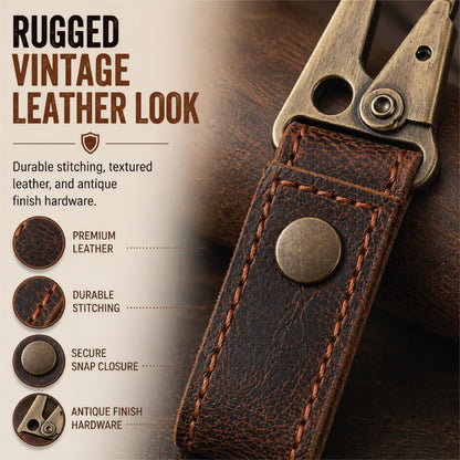 TheAntiq Genuine Leather Key Organizer with Dog Hook - Handmade Key Holder Clip with Snap Strap, Durable Leather Keychain for Belt, Bag & Everyday Carry (Brown)
