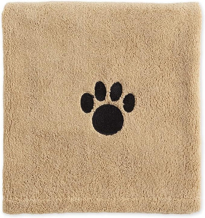 Bone Dry Pet Grooming Towel Collection Absorbent Microfiber X-Large, 41x23.5, Embroidered Taupe (Pack of 12)
