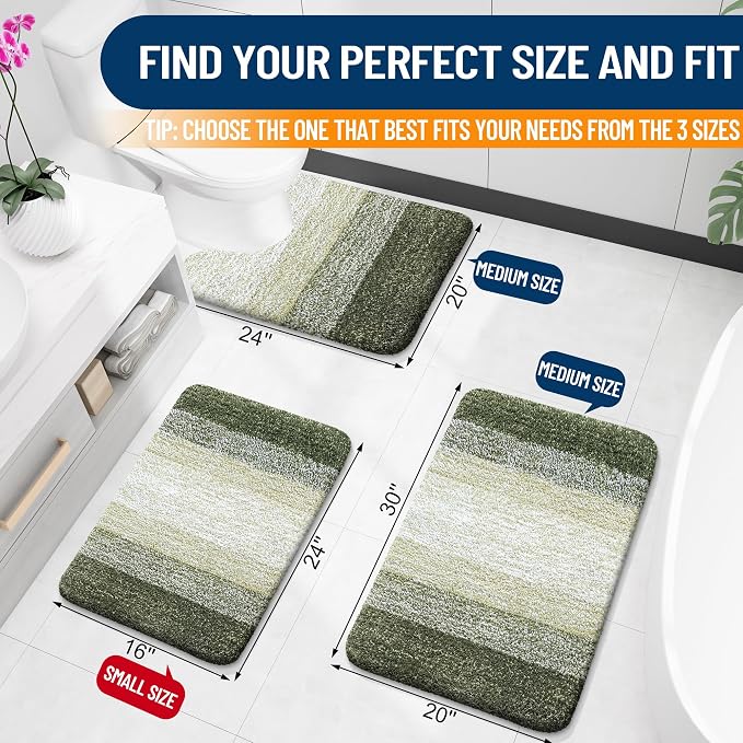OLANLY Bathroom Runner Rugs Mat 47x24, Extra Soft Absorbent Microfiber Bath Rugs, Rubber Backing, Quick Dry, Washable Long Bath Mats for Bathroom, Tub and Shower, Home Decor Accessories, Dark Green