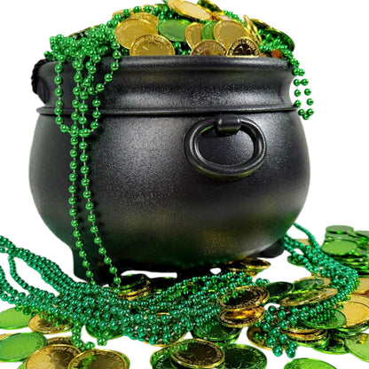 GIFTEXPRESS 12" Black Cauldron - Large Plastic St. Patrick's Day Pot of Gold Coin Party Bucket Decor - Halloween Witch Kettle For Candy, Treats & Punch Bowl