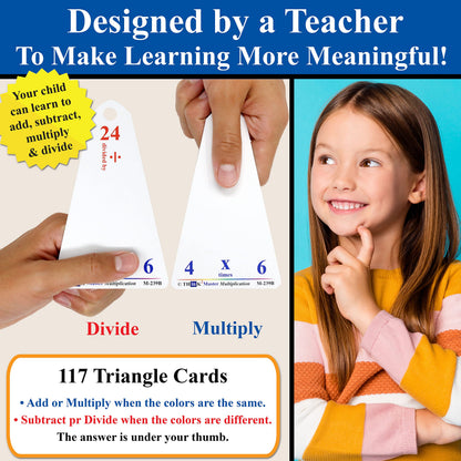 Think2Master Addition, Subtraction & Multiplication Flash Cards. This 3 Pack Includes 780 Laminated Cards to Learn How to add, Subtract, Multiply, Divide. Plus 6 Dry Erase Markers & 15 Rings
