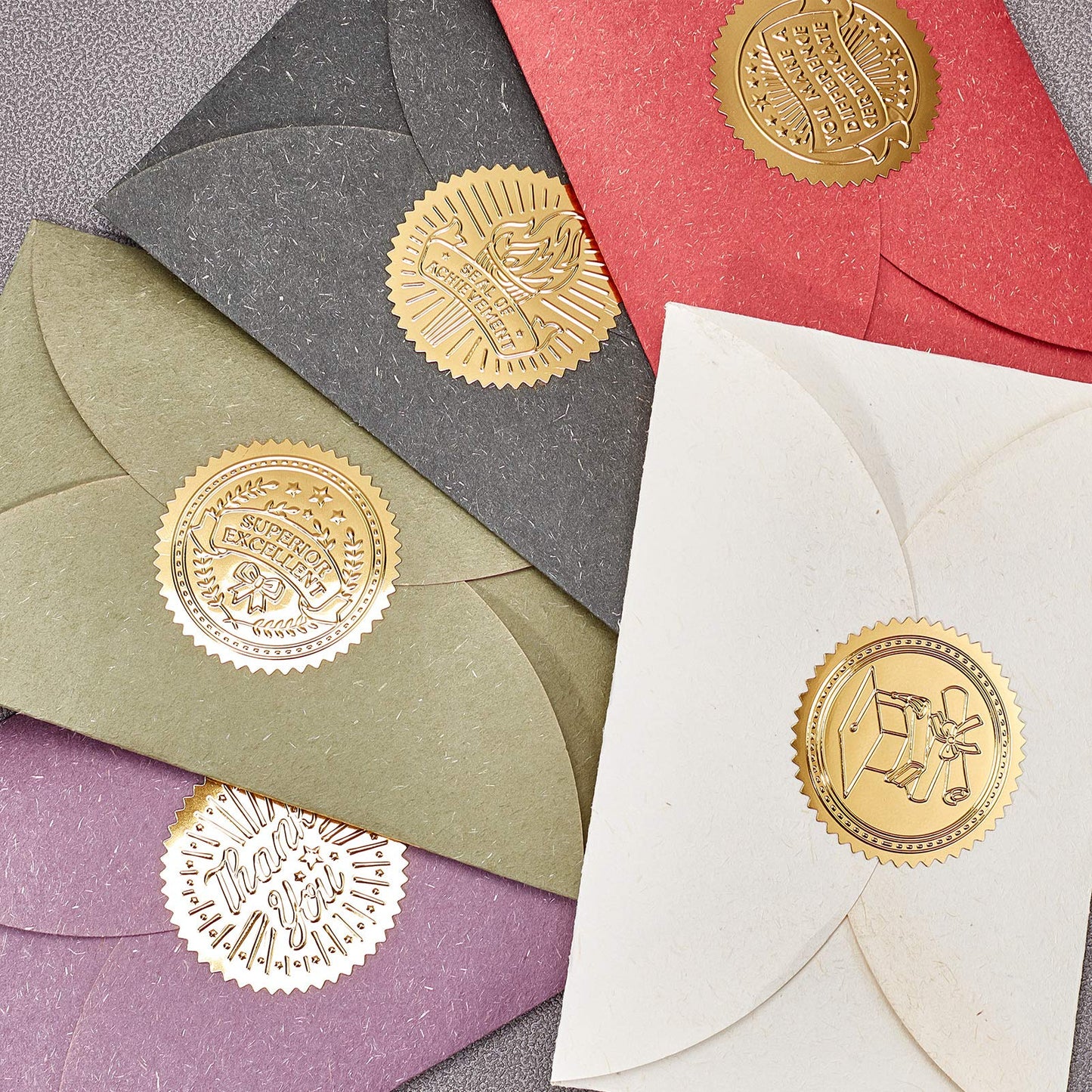 CRASPIRE 100pcs Gold Foil Certificate Seals - Mustang Embossed Gold Certificate Seals 2" Round Self Adhesive Embossed Stickers for Invitations, Graduation, Monogram