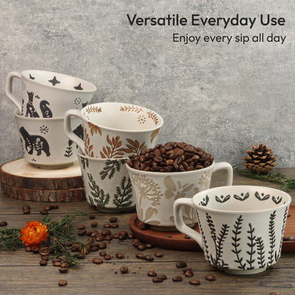 LINVIA Ceramic Coffee Mug, 11 oz Small Novelty Unique Teacup with Handle, Stoneware Cup for Tea Mocha Latte Cappuccino (Fox)