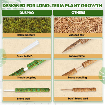 DUSPRO 2 Pack 22" Green Stackable Mesh Moss Pole for Plants – Extendable Up to 39", Natural Forest Moss Pole Monstera Plant Support, Moss Stick for Climbing Plants, Indoor Plant Stakes Accessories