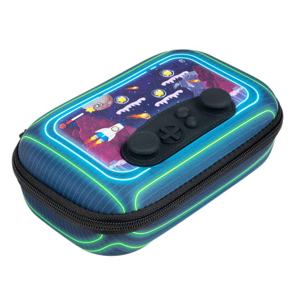 ZIPIT Gamer Pencil Case for Boys, Durable Pencil Box for School, Large Capacity Stationery Organizer Box, Green Rockets