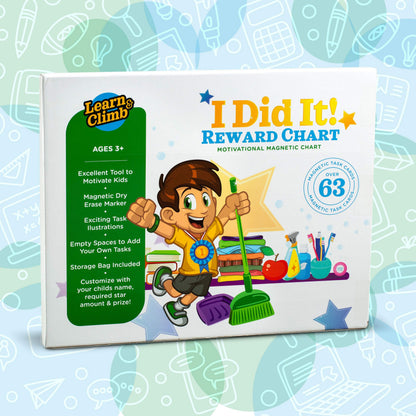 Learn & Climb Kids Responsibility Chart Magnetic Board, 63 Chores, Potty Train Tasks, Multiple Kids (Magnetic)