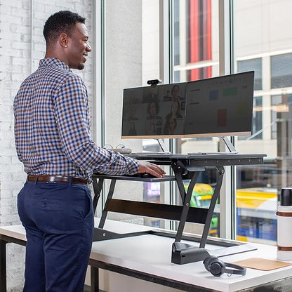 Ergotron – WorkFit-TL Standing Desk Converter, Dual Monitor Sit Stand Desk Riser for Tabletops – 37.5 Inch Width, Black