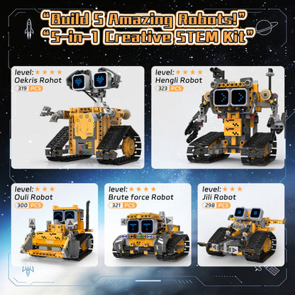 SIGHTEEDA 5-in-1 Smart Robot Building Kit for Kids 6-12, Build & Code Your Own Robot World, STEM Coding Robot Toy with App & Remote Control, Hands-on Robotics Set, Educational STEM Gift (348 PCS)