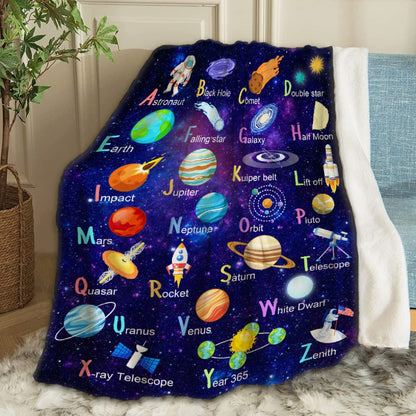 ARTBLANKET Space Alphabet Throw Blanket Fannel Fleece Super Soft Funny Blanket Travel Throw Blanket for Bed Couch Sofa 40 x 30 Inch for Baby