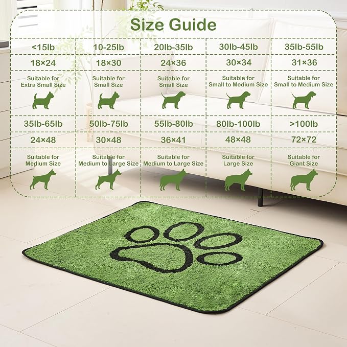 Qeils Reusable Dog Pee Pads, 1 Pack Super Absorbent & Leakproof Washable Puppy Pads with Soft Green Top Layer, for Potty Training, Crates, Couch, Car Seats & Pet Beds, 72"x 72"