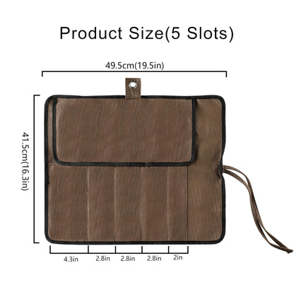 VRUIFA Chef’s Knife Roll Bag, Portable Canvas Cases, Chef Bag With 5 Slots Pockets Can Hold Kitchen Knife Tools Up To 15 Inch