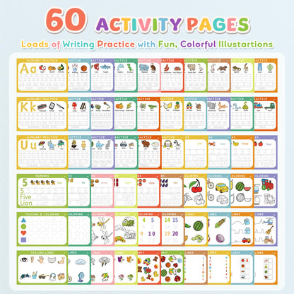 Fabeto Preschool Learning Activities Educational Workbook: Prek Handwriting Practice Tracing Busy Book - Toddlers Educational Toys - Autism Learning Materials | Montessori Games for Kids Age 3 4 5