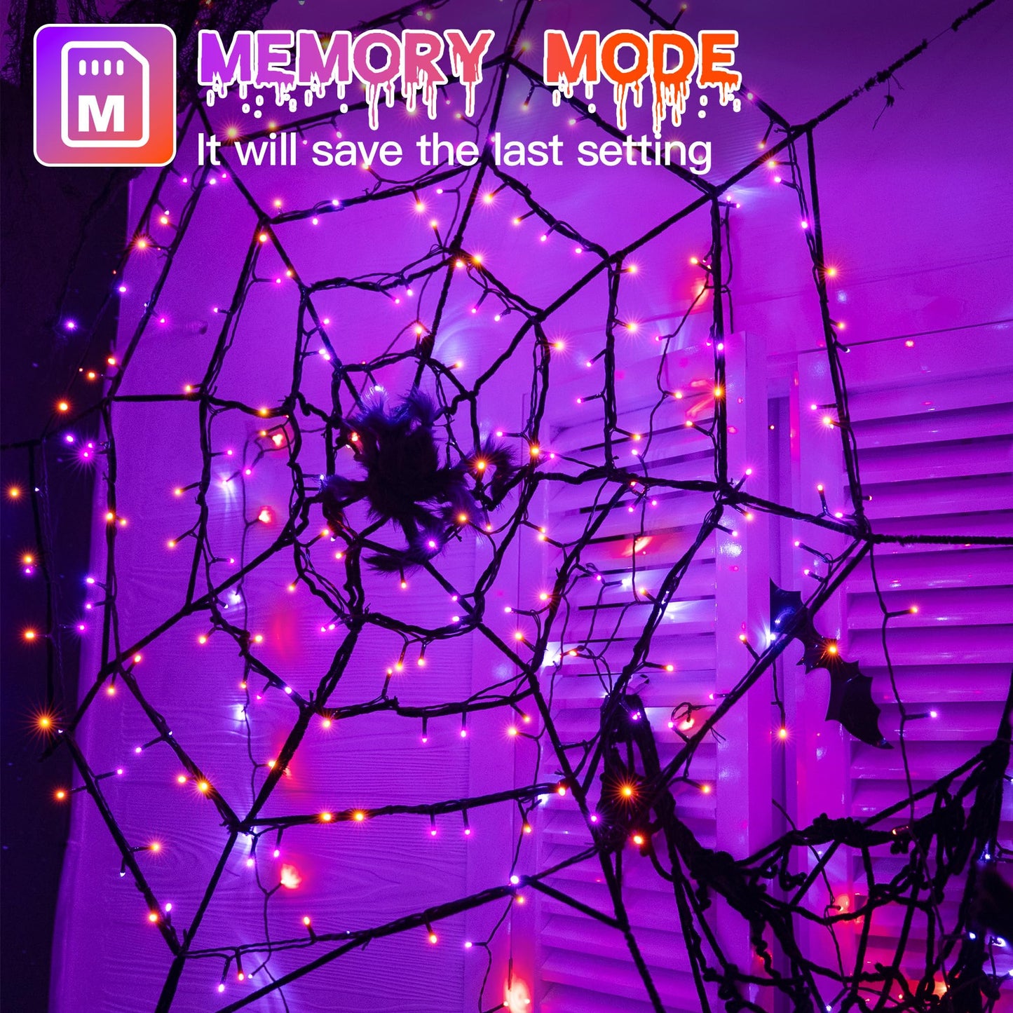 Guhope 66FT 200 LED Halloween Lights, Orange + Purple Halloween Lights Outdoor with 8 Lighting Modes, Waterproof String Lights for Halloween Christmas Outdoor Party Yard Garden Decoration