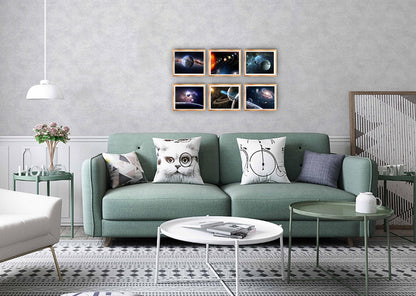 POUSREDE Universe Starry Sky Wall Art Outer Space Planet Wall Art Painting，for Bedroom, Lvingroom, Bathroom Decor ，Posters for Kids, Boys or Girls Room ， Set of 6 （ 8" x10" ） Unframed