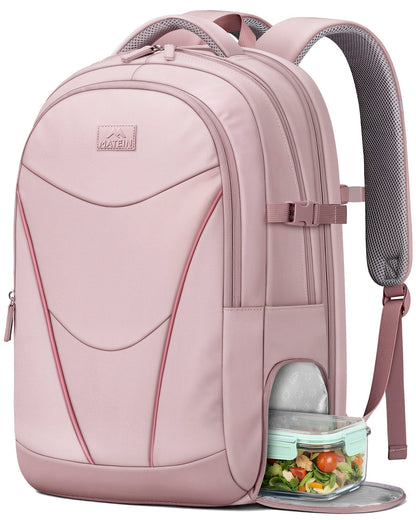 MATEIN HER Laptop Work Backpack with Lunch Compartment for Women, Water Resistant Work Backpack for Office Commute with RFID Pocket, Teacher Nurse College School Bag Fits up to 17 inch Computer, Pink