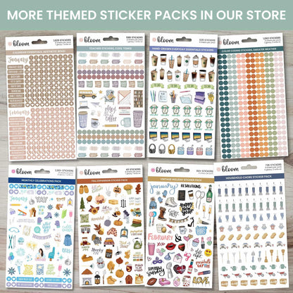 bloom daily planners x Simply Gilded Aesthetic Neutral Planner Stickers (8 Sheets / 435 Stickers) - Bohemian Variety Pack with Gold Foil for Decorating, Planning, Scrapbooking