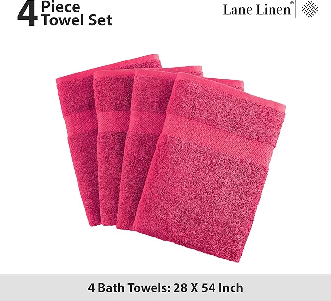 LANE LINEN Luxury 100% Ring Spun Cotton Large Bath Towels Set of 4