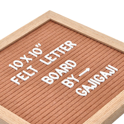 Felt Letter Board with 294 Letters, Numbers, Symbols - 10x10 inch Changeable Message Board with Wooden Frame Wall Mount (Brown)