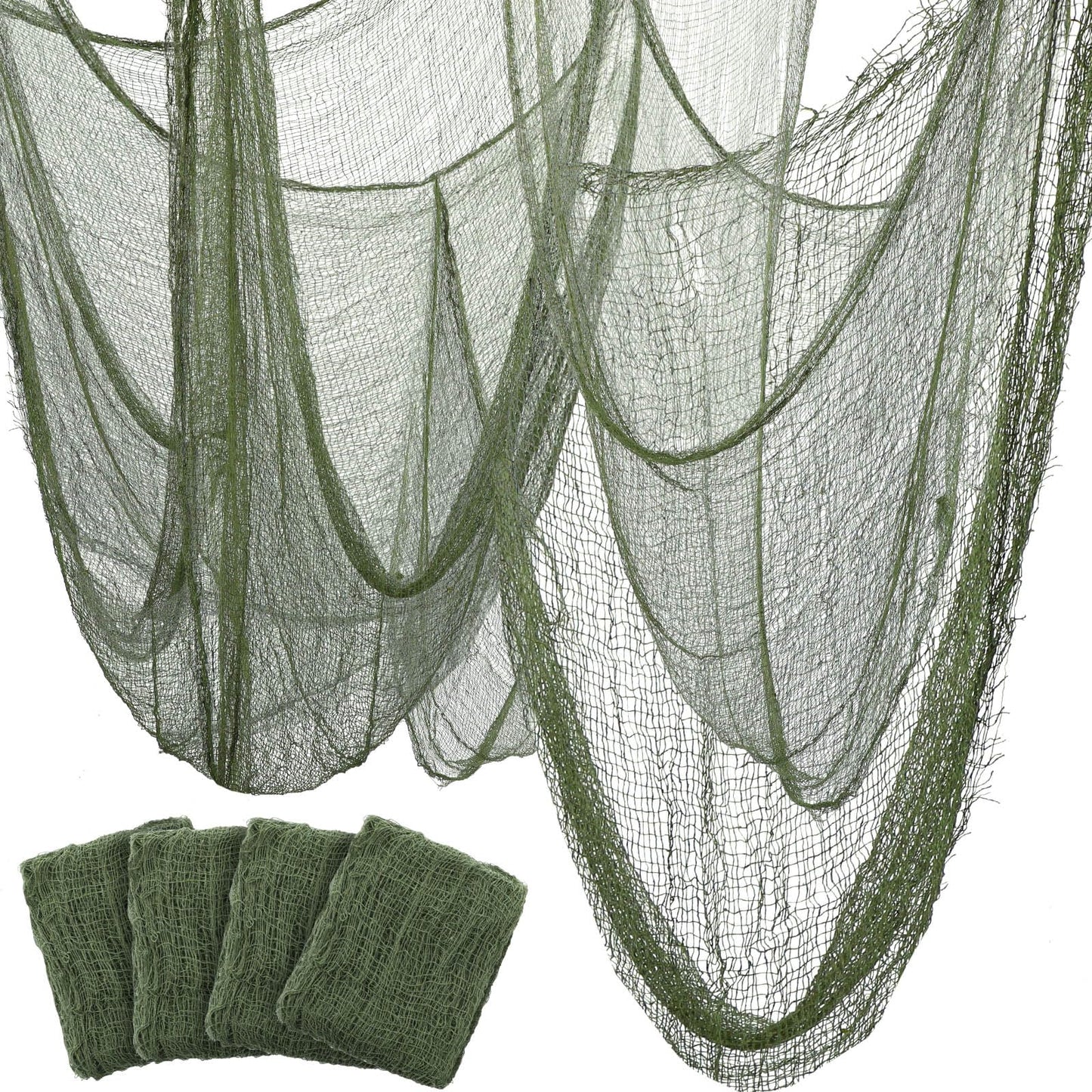 HunnmingRe 4 Pcs Halloween Creepy Cloth Moss Green 30 x 72 Inch Halloween Spooky Scary Gauze Decor Hanging Fabric Cloth for Holiday Party Decorations Indoor Outdoor Wall Windows
