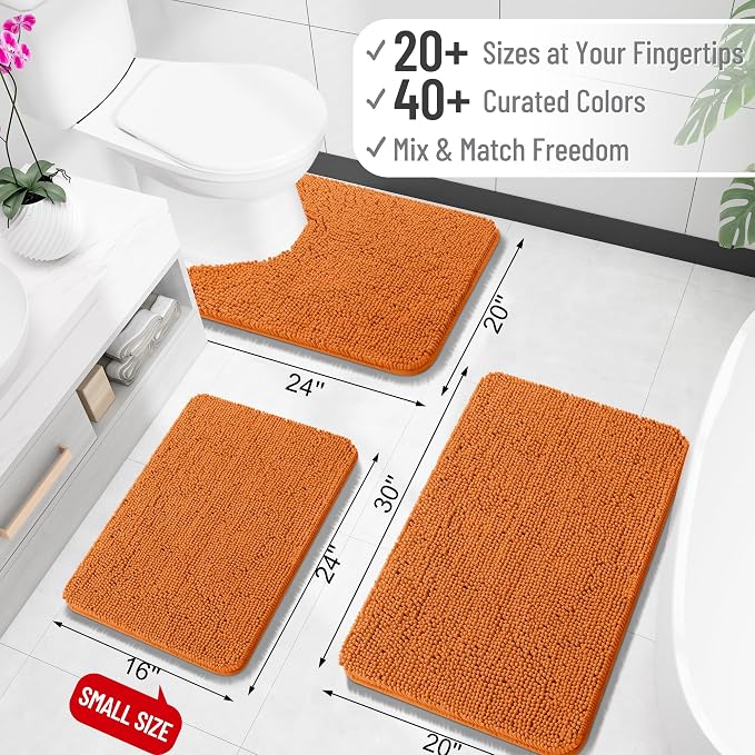 OLANLY Bathroom Runner Rugs 70x24, Extra Soft Absorbent Chenille Bath Rugs, Rubber Backing Quick Dry, Machine Washable Long Bath Mats for Bathroom Floor, Tub and Shower, Home Decor Accessories, Clay
