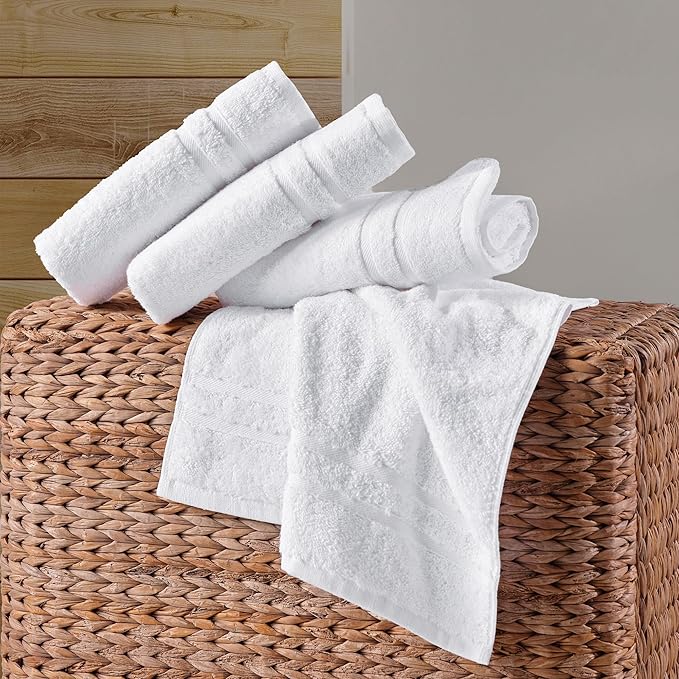 Hawmam Linen White Hand Towels for Bathroom, 16x29 Inch, Premium Turkish Cotton