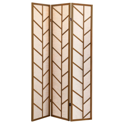 Coaster Home Furnishings - Mila - Pine Wood - 70-Inch 3-Panel Room Divider Folding Shoji Screen with Linen Fabric, Metal Hinges, and Contempandary Style - Living Room & Bedroom - Walnut - 962923