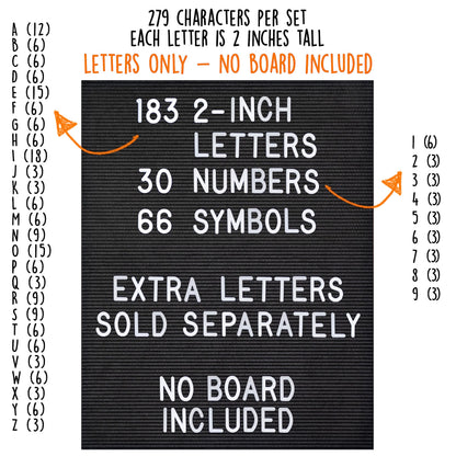 Letter Board Plastic Letters Set 2 Inch, Letter Board Letters Only NO BOARD INCLUDED, White Large Felt Board Letters, Plastic Letters Letter Board, Felt Letter Board Letters Symbols