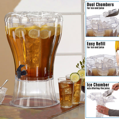 Buddeez 3.5 Gallon Beverage Dispenser with Stand - BPA-Free Tritan Drink Dispenser with Spigot, Ice Cone & Chalkboard Label for Parties, Weddings and Events