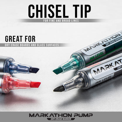 Pentel Markathon Pump Dry Erase Marker, Chisel Tip, Black Ink, 4 Pack (MWL6SXBP4A)