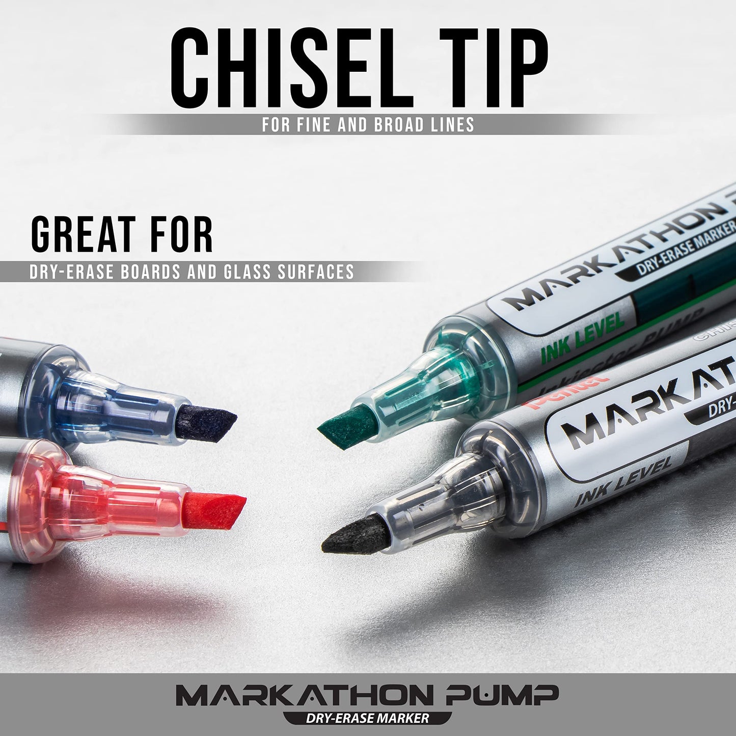 Pentel Markathon Pump Dry Erase Marker, Chisel Tip, Blue Ink, 12 Pack (MWL6SX-C)