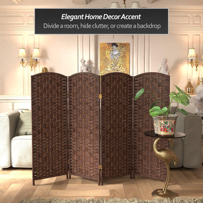 Red Lantern 4 ft. Short Diamond Weave Fiber Folding Screen - Dark Mocha - 4 Panel